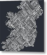 Ireland Eire City Text Map #1 Metal Print