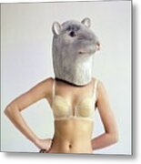 Model Wearing A Mouse Mask #1 Metal Print