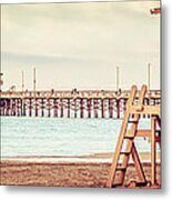 Newport Pier And Lifeguard Tower 19 Vintage Picture #1 Metal Print