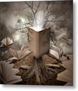Old Tree Reading Story Book Metal Print