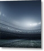 Soccer Player With Ball In Stadium #1 Metal Print