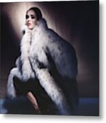 Sondra Peterson Wearing Fur Coat #1 Metal Print