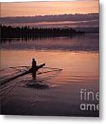 Sunrise On The Montlake Cut Crew Rowing On Calm Waters #2 Metal Print