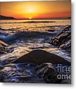 Sunset On Chanteiro Beach Galicia Spain #1 Metal Print