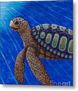 Turtle Painting Bomber Triptych 2 Metal Print