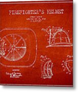 Vintage Firefighter Helmet Patent Drawing From 1932 #3 Metal Print