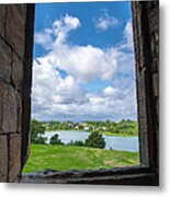 Window In Linlithgow Palace With View To A Beautiful Scottish Landscape Metal Print
