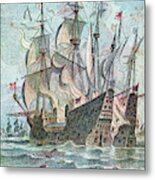 16th Century Naval Battle Metal Print