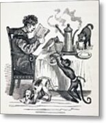 1836 Caricature Of Abesent Minded Prof. Metal Print