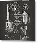 1875 Colt Peacemaker Revolver Patent Artwork - Gray Metal Print