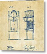 1876 Beer Keg Cooler Patent Artwork - Vintage Metal Print