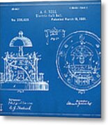 1881 Alexander Graham Bell Electric Call Bell Patent Blueprint Metal Print