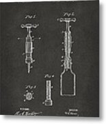 1884 Corkscrew Patent Artwork - Gray Metal Print