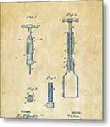 1884 Corkscrew Patent Artwork - Vintage Metal Print