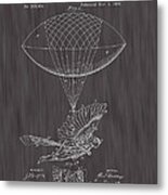 1889 Spalding Flying Machine Patent Art-black Woodgrain Metal Print