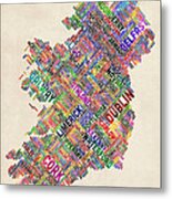 Ireland Eire City Text Map Metal Print