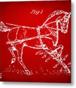 1900 Horse Hobble Patent Artwork Red Metal Print