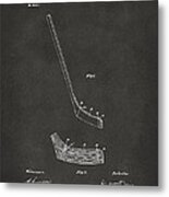 1901 Hockey Stick Patent Artwork - Gray Metal Print