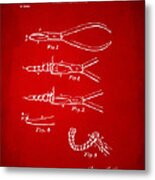 1903 Dental Pliers Patent Red Metal Print