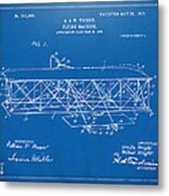 1906 Wright Brothers Flying Machine Patent Blueprint Metal Print