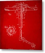 1907 Henry Ford Steering Wheel Patent Red Metal Print