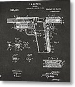 1911 Colt 45 Browning Firearm Patent 2 Artwork - Gray Metal Print