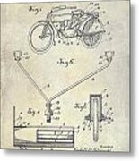 1913 Motorcycle Patent Drawing Metal Print