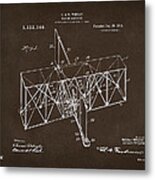 1914 Wright Brothers Flying Machine Patent Espresso Metal Print