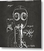 1921 Gas Mask Patent Artwork - Gray Metal Print