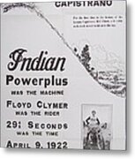 1922 Indian Scout Motorcycle Ad Metal Print