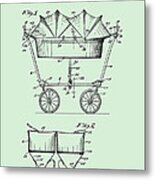 1927 Baby Twin Baby Carriage-green Metal Print