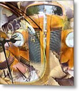 1937 Orange Buick Collage Metal Print