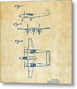 1944 Howard Hughes Airplane Patent Artwork 3 Vintage Metal Print