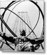 1950s Statue Of Atlas At Rockefeller Metal Print