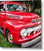 1951 Ford Pick Up Truck F100 Painted 50 Per Cent Metal Print