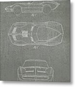 1963 Corvette Stingray Patent Art Blueprint #2 Metal Print