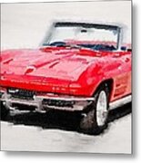 1964 Corvette Stingray Watercolor Metal Print
