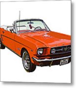 1965 Red Convertible Ford Mustang - Classic Car Metal Print