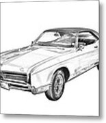 1967 Buick Riviera Drawing Metal Print