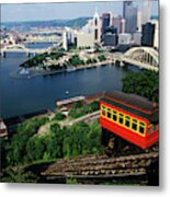 1990s View Of Skyline Pittsburgh Pa Usa Metal Print