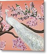 Cherry Blossom Peacock Metal Print