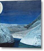 Cold Water Passage Beneath Full Moon Metal Print