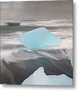 Icebergs On Volcanic Beach, Iceland #2 Metal Print