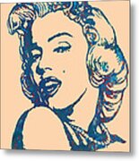 Marilyn Monroe Stylised Pop Art Drawing Sketch Poster #2 Metal Print