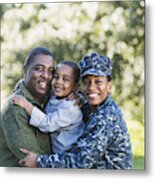 Military Homecoming, Navy Servicewoman With Family #2 Metal Print