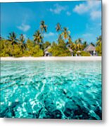 Perfect Beach View. Summer Holiday And Vacation Design. Inspirational Tropical Beach, Palm Trees And White Sand. Tranquil Scenery, Relaxing Beach, Tropical Landscape Design. Moody Landscape #2 Metal Print