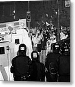 Psni Riot Officers Face Rioters Mob On Crumlin Road At Ardoyne Shops Belfast 12th July #2 Metal Print
