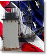 Salem's Friendship Sails Past Fort Pickering Lighthouse Metal Print
