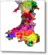 Wales Watercolor Map Metal Print