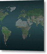 World Map In Dots Against An Abstract #2 Metal Print